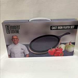 Robert Irvine Cast Iron Fajita Set Black Kitchen Cookware Model # CRKG-CIFS -2